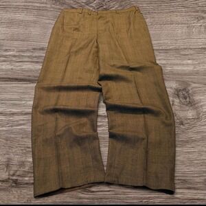 36x30 Brown Pleated Baggy Wide Leg Dress Pants Y2K 2000s Vintage